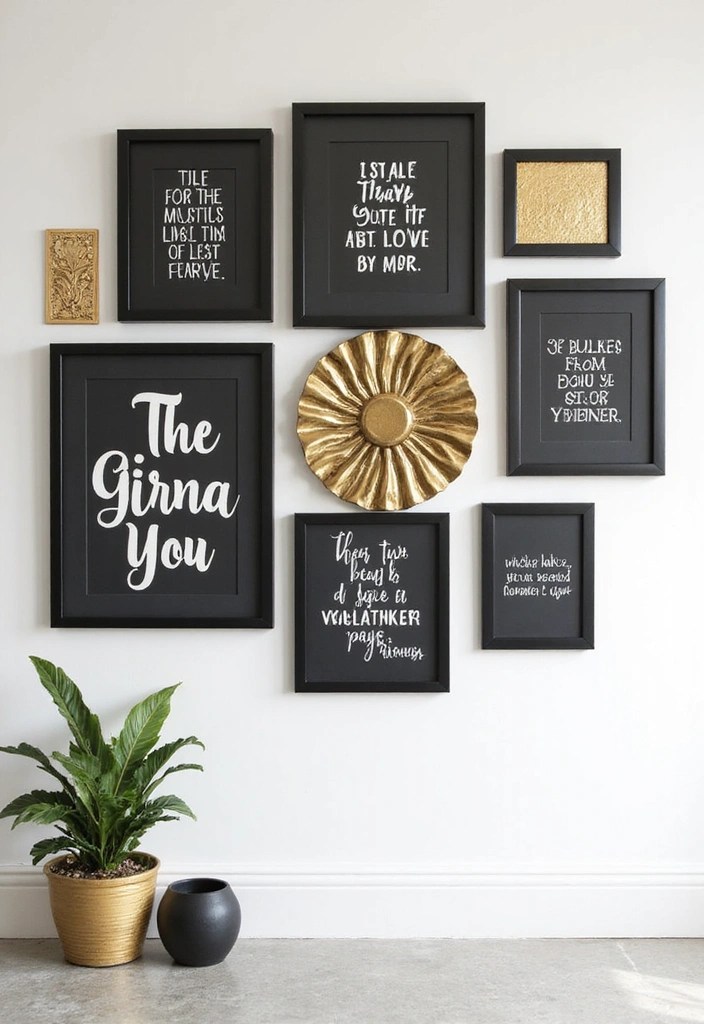 10 Stunning Black & Gold Home Office Aesthetic Ideas That Scream Luxe! - 1. Chic Black and Gold Gallery Wall