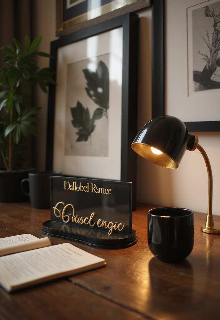 10 Stunning Black & Gold Home Office Aesthetic Ideas That Scream Luxe! - 10. Personalized Luxe Touches