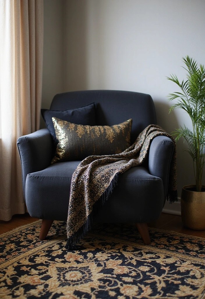 10 Stunning Black & Gold Home Office Aesthetic Ideas That Scream Luxe! - 4. Elegant Textured Fabrics