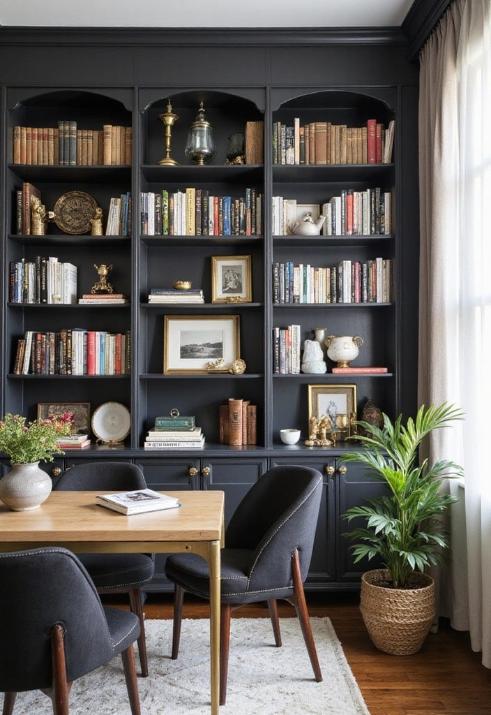 10 Stunning Black & Gold Home Office Aesthetic Ideas That Scream Luxe! - 7. Stylish Wall Shelves