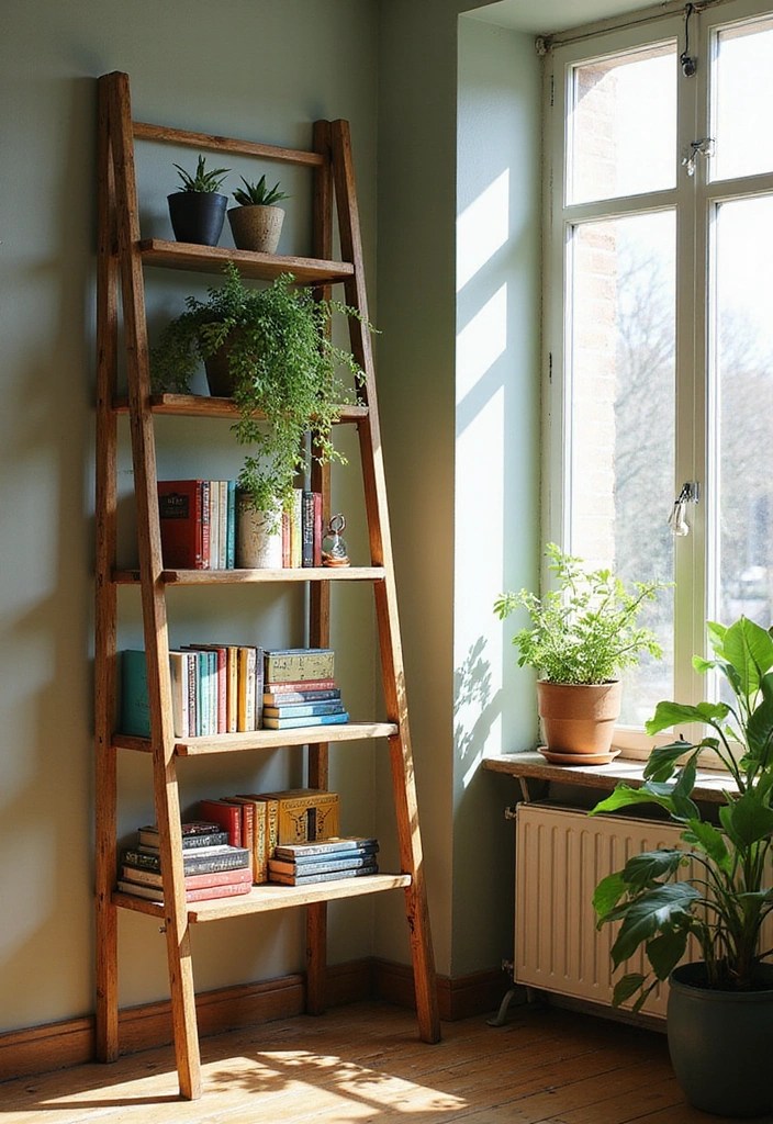 15 Boho Home Decor DIYs That'll Transform Your Space into a Dreamy Oasis! - 3. Vintage Ladder Shelf