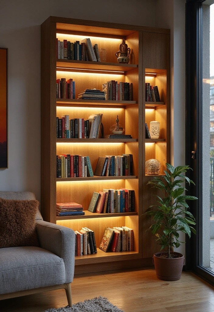 22 DIY Lighting Hacks That Will Brighten Up Your Home (Number 7 Will Shock You!) - 21. DIY Light-Up Bookshelf