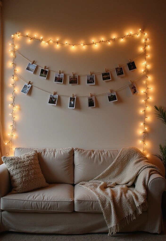 22 DIY Lighting Hacks That Will Brighten Up Your Home (Number 7 Will Shock You!) - 6. DIY String Light Photo Display