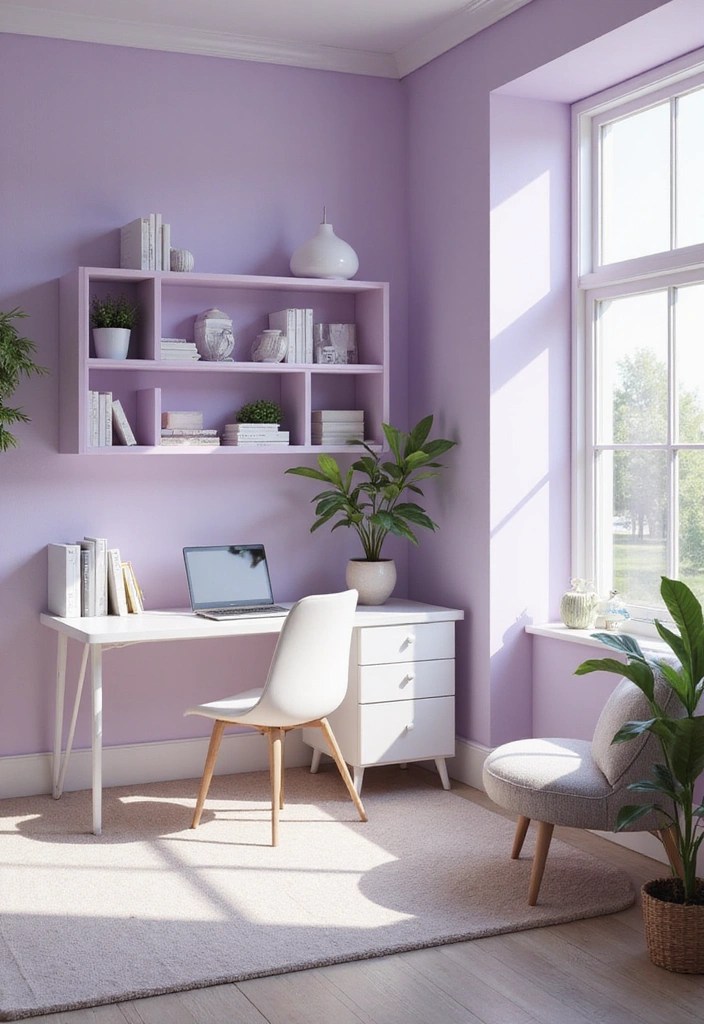9 Stunning Pastel-Themed Home Office Inspirations for a Calm and Creative Day! - 3. Lavender Dreams