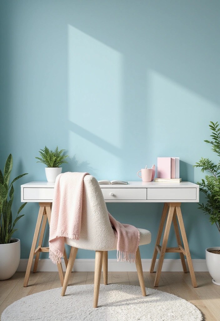 9 Stunning Pastel-Themed Home Office Inspirations for a Calm and Creative Day! - 4. Powder Blue Haven