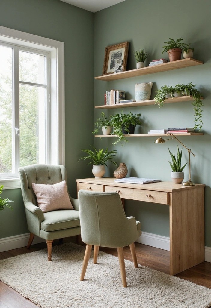 9 Stunning Pastel-Themed Home Office Inspirations for a Calm and Creative Day! - 6. Sage Green Sophistication