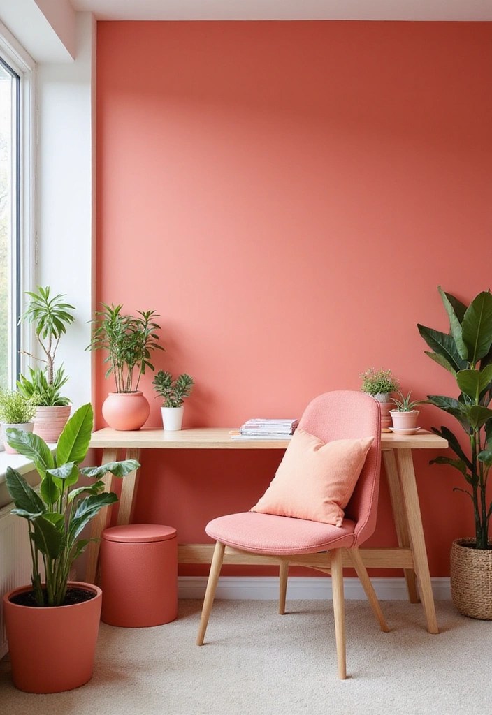 9 Stunning Pastel-Themed Home Office Inspirations for a Calm and Creative Day! - 8. Coral Accent Inspirations