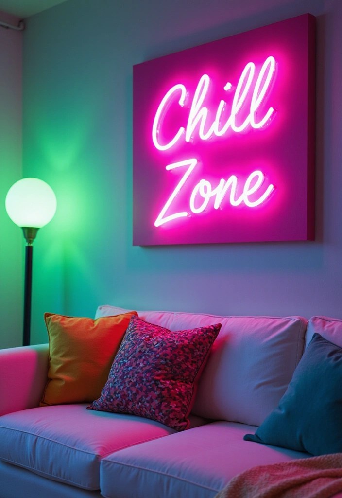 Create a 90s Nostalgia Corner: 10 DIY Living Room Ideas You’ll Adore! - 1. Neon Accents