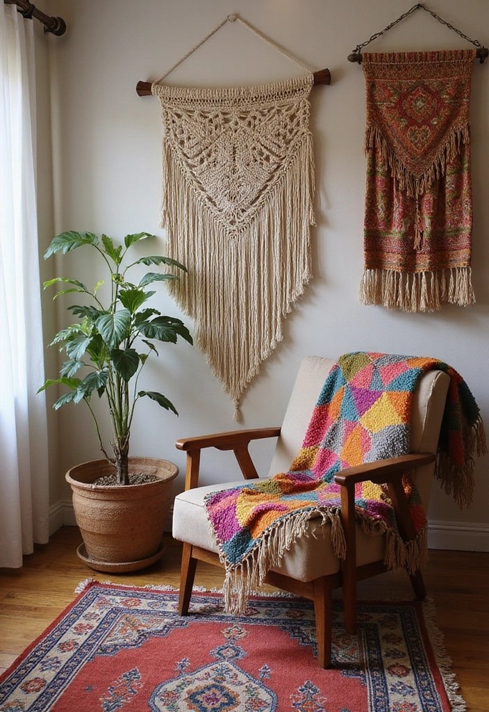Create a 90s Nostalgia Corner: 10 DIY Living Room Ideas You’ll Adore! - 3. Bohemian Textiles