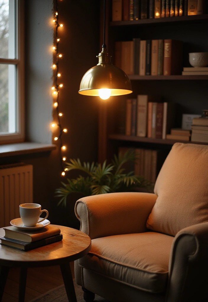 Create a Dreamy Dark Academia Coffee Nook That Inspires Your Soul! - 4. Add Cozy Lighting