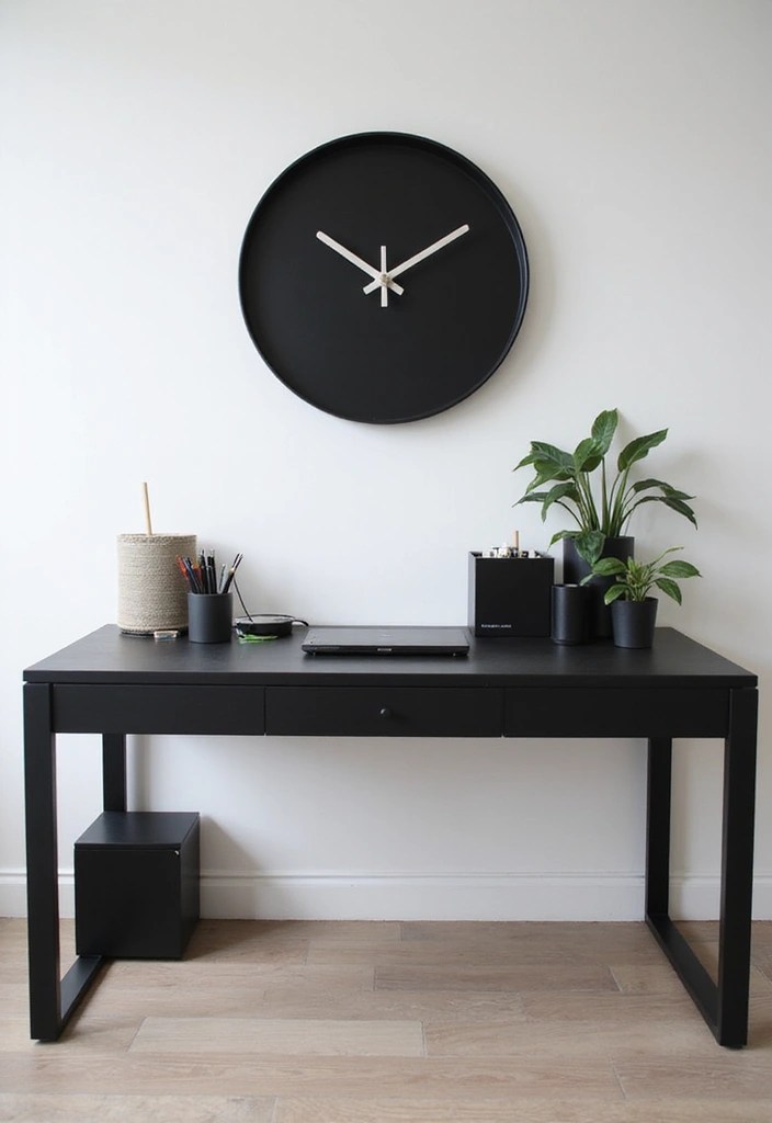 Dare to Go Dark: 15 Home Office Decor Ideas That Inspire Productivity! - 11. Minimalist Black Accessories