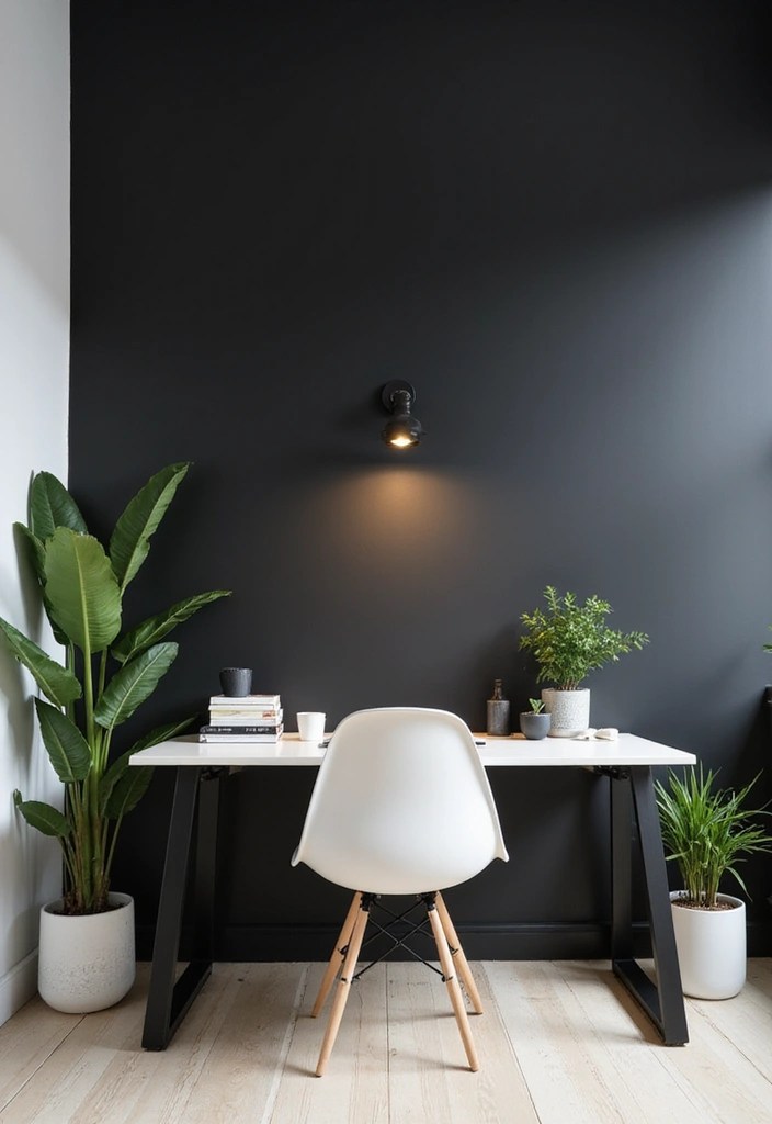 Dare to Go Dark: 15 Home Office Decor Ideas That Inspire Productivity! - 3. Black Accent Walls