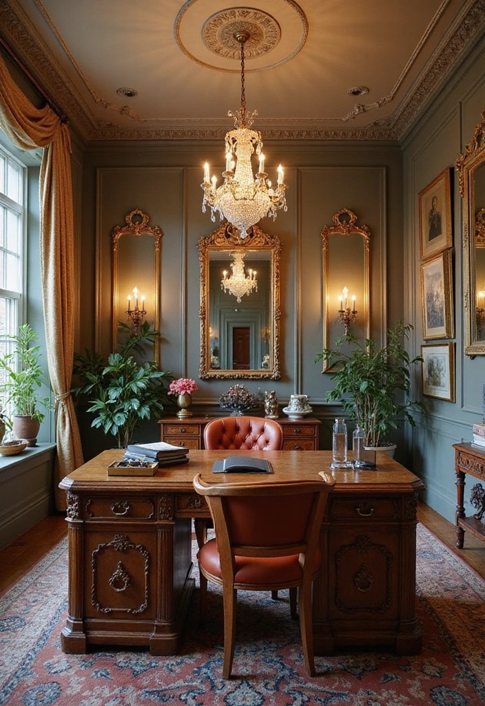 Feminine & Chic Home Office Ideas for Women Who Hustle - 10. Vintage Glam