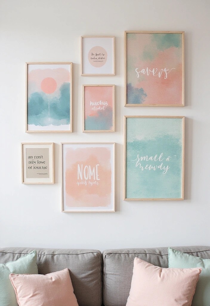 Soft Girl Era Meets Productivity: 9 Pastel Home Office Inspo Ideas to Transform Your WFH Space! - 4. Pastel Wall Art