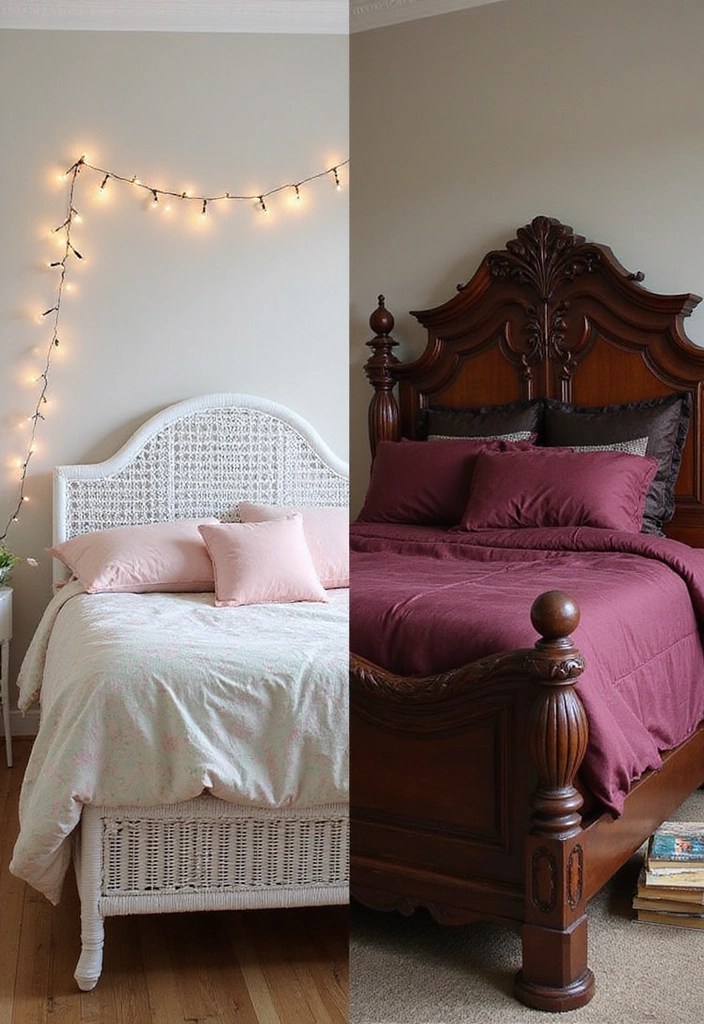 Your Guide to Soft Girl vs. Dark Academia Bedroom Furniture - 2. Bed Frames: Whimsical vs. Ornate