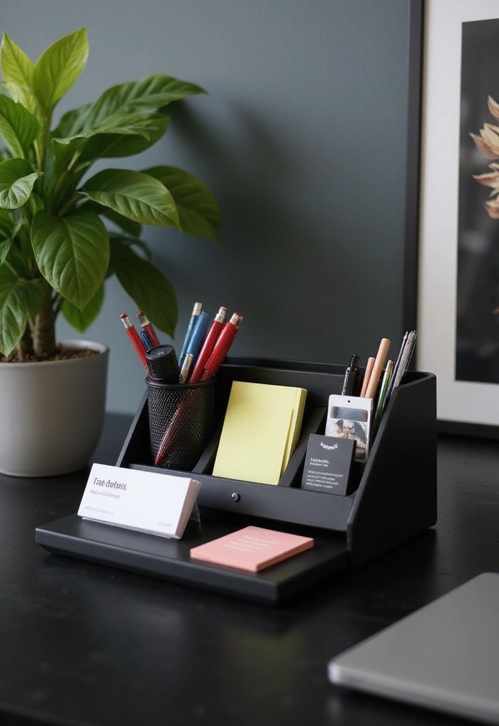 8 Premium Luxe Black Work From Home Accessories to Skyrocket Your Productivity! - 4. Chic Black Desk Organizer