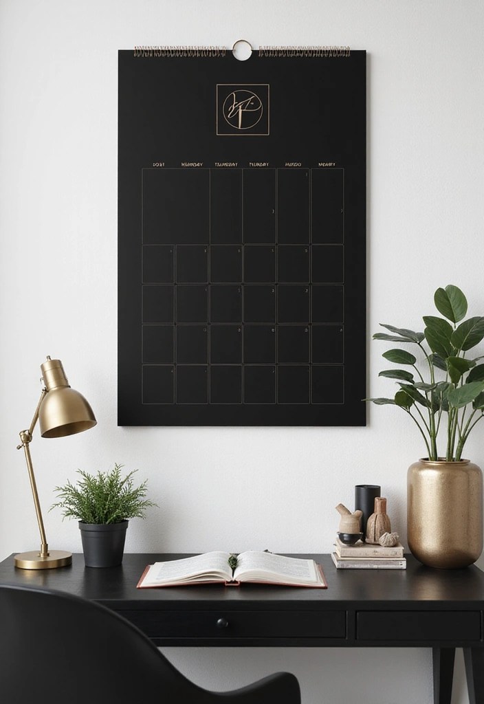 8 Premium Luxe Black Work From Home Accessories to Skyrocket Your Productivity! - 7. Stylish Black Wall Calendar