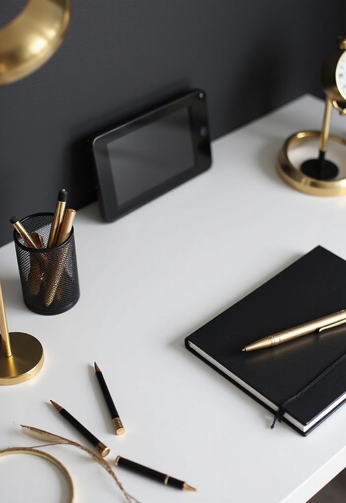 Striking Sophisticated Black and Gold Accents for Home Office - Chic Black and Gold Accessories