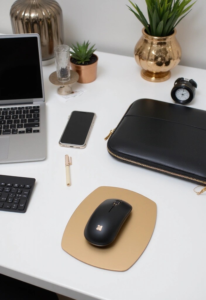 Striking Sophisticated Black and Gold Accents for Home Office - Chic Black and Gold Technology Accessories