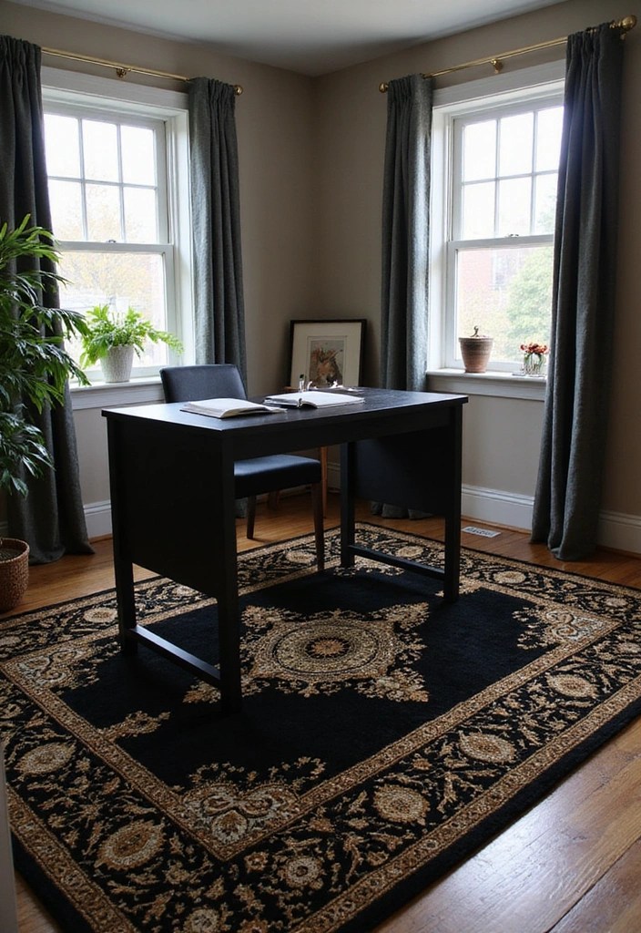 Striking Sophisticated Black and Gold Accents for Home Office - Elegant Black and Gold Rugs