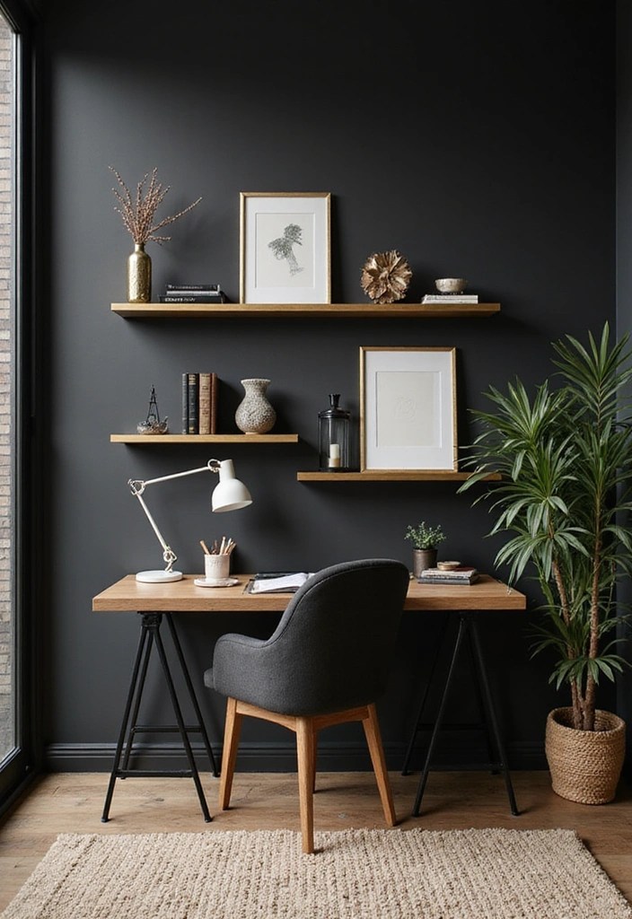 Striking Sophisticated Black and Gold Accents for Home Office - Sophisticated Black and Gold Accent Walls