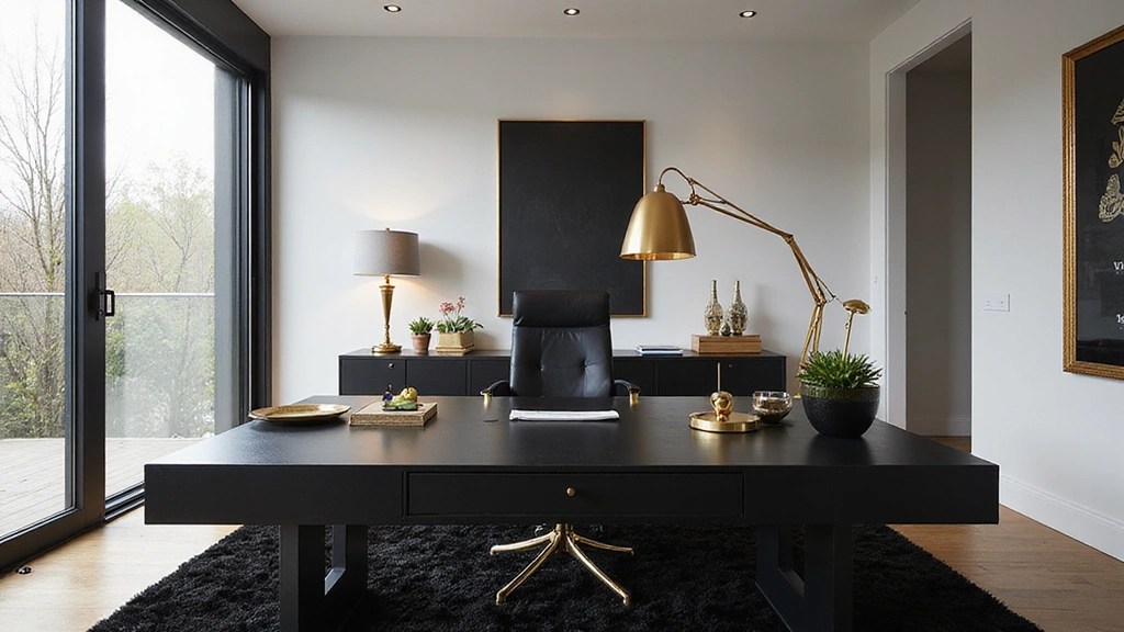 Striking Sophisticated Black and Gold Accents for Home&nbsp;Office