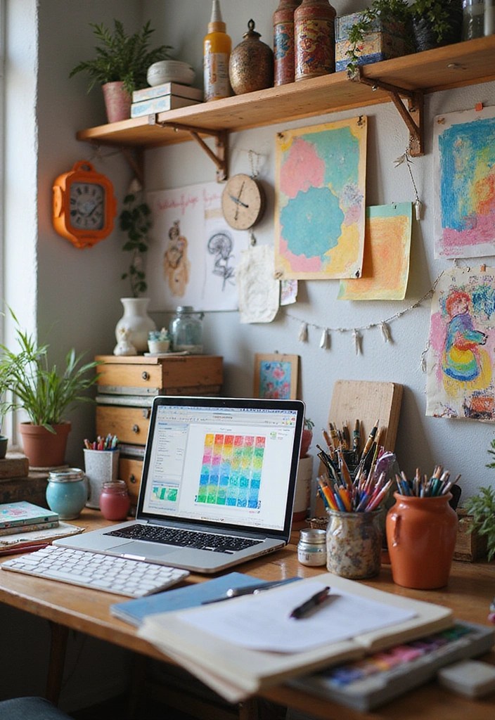 10 WFH Desk Setups for Extroverts That'll Make You the Life of the Zoom Party! - 3. The Artistic Escape