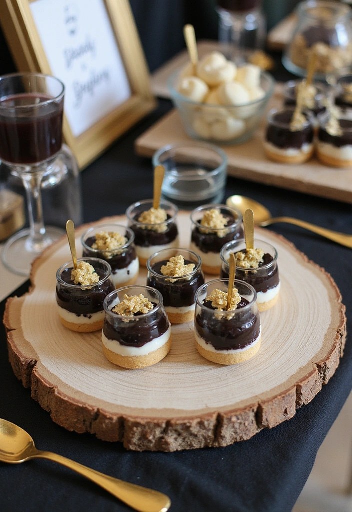 18 Elegant Black and Gold Table Decor Ideas for Your Next Dinner Party (Guests Will Be Impressed!) - 8. Black and Gold Themed Mini Dessert Table