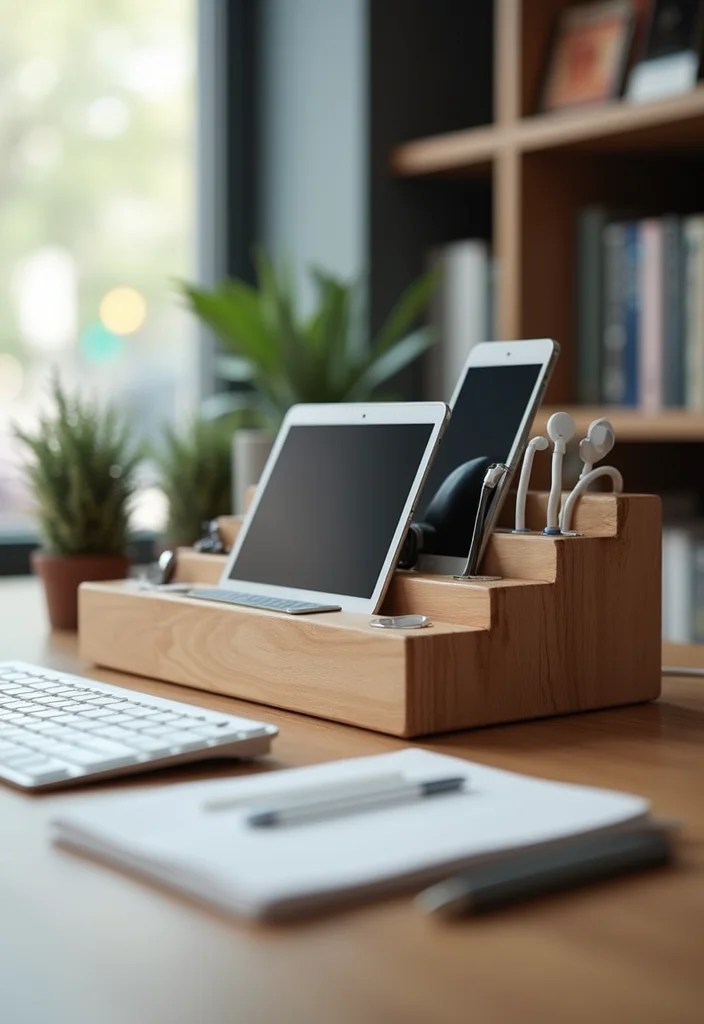 10 Stunning Wood Desk Organizers That Will Elevate Your Workspace Aesthetic! - 7. The Tech-Friendly Organizer